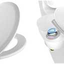 Mayfair Cameron Toilet Seat and Bidet Bundle, Easy Clean Wood Toilet Seat with Non-Electric, Easy to Install SlimGlow Bidet Attachment, Elongated, White