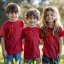 3PCS Red Chenille Letters Patch, Large Size 4-1/2" Iron on Letter Patches Varsity Glitter Patches for Clothing, Q (Red Gold Edge)