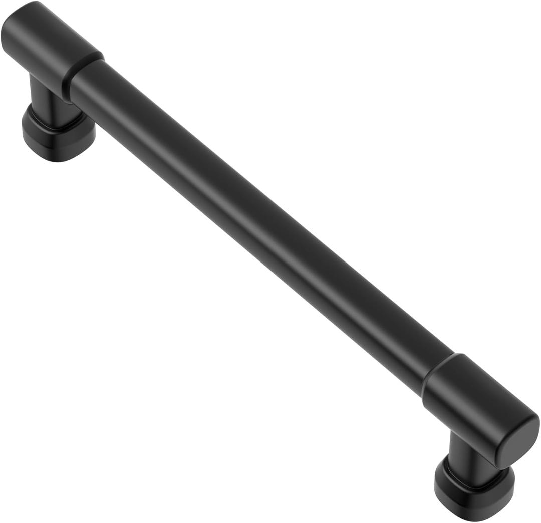 Alzassbg Cabinet Pulls, Matte Black, 5 Inch Hole Centers, Zinc Alloy Square Handles for Kitchen Cabinets and Drawers, 10 Pack, AL0005MB