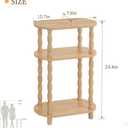 MaxSmeo Narrow Side Table, Small End Table with 3-Tier Open Shelf, Slim Bedside Table Nightstand for Small Spaces, Bedroom, Living Room (Rustic Walnut)