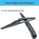 2 x Rear Window Wiper Arm & Blade Replacement for Jeep Renegade 2015-2021 Rear Windshield Wiper Arm & Blade, Factory OE Style Rear Window Wiper Arm Blade Set, Replacement OEM: 68256590AA