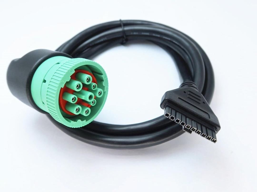 Green 9pin J1939 to 10pin Cable for PT30 ELD Logbook Compliant ECM w/DOT, Compatible with Most Trucks Freighliner & Kenworth, etc
