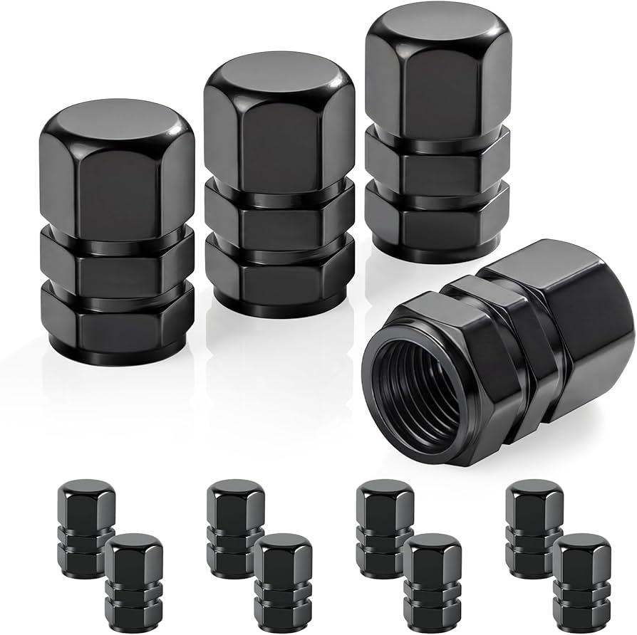 Tire Valve Stem Cap Cover for Porsche Belt ORing Seal Corrosion Resistant,Tire Valve Stem Air Cap 4 Pack Black