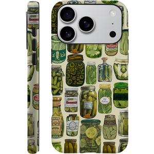 Case Compatible with iPhone 17 Pro,Scratch Resistant Hybrid 2-Layer Hard Shell Phone Case,Pickle Dill Collage Green