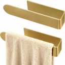 2 Pack Gold Hand Towel Holder, Adhesive Towel Bars Wall Mounted, 8 Inch Square Hand Towel Racks Stick on Wall for Bathroom Kitchen