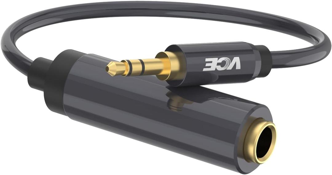 VCE 1/4 to 3.5mm Adapter, 3.5mm 1/8 inch Male to 6.35mm 1/4 inch Female Audio Jack for Headphone,Amplifiers, Guitar, Home Theater Devices - 8 inch