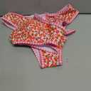 Fanuerg Women's Triangle Bikini Sets O Ring Linked Two Piece Swimsuits Floral Printed Cheeky Bathing Suit (Orange, XS)