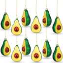Sliner 12 Piece Christmas Avocado Ornaments Christmas Tree Ornament Glitter Green Glass Blown Avocado Ornament for Hanging Christmas Tree Decoration Holiday Supplies Tree Decor