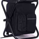 HANERDUN 3 in 1 Backpack Stool Cooler Chair, Foldable Camping Fishing Stool, Portable Backpack Chair for Outdoor Hiking Walking, Black (ONE SIZE)