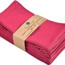 Cloth Napkins Dinner Washable Set of 4 in Cotton Linen Fabric Premium Quality, Mitered Corners for Reusable Every Day Use Pre Shrunk and Good Absorbency Christmas Cloth Napkins (Pack of 4, Fuchsia)