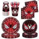 Spider Themed Party Supplies Wap Tableware Set for Kids Boys Girls Birthday Party Decorations Yellow Undersea Happy Birthday Themed Napkin Cups Forks Knives for 20 Guests