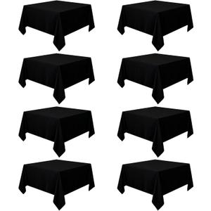 8 Pack Black Tablecloths 54 x 54 Inch Square Tablecloth, Wrinkle Resistant Black Table Cloth Washable Polyester Fabric for Party Wedding Banquet