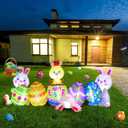 Shappy 7.2 ft Long Easter Inflatable Bunny Outdoor Decorations with Egg Chick Lighted Easter Bunny Blow up Yard Decorations, Built-in LED Lights for Outdoor Holiday Yard Garden Lawn Party