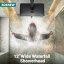 KOSNEW® 12" XXL Rainfall Shower Head with Handheld Combo Set, Matte Black