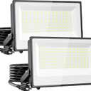 Onforu 120W Flood Lights Outdoor,12000lm Bright LED Work Light with Plug,Daylight White LED Flood Lighting, IP66 Waterproof Security Yard Lights for Yard Garage Stadium 2 Pack