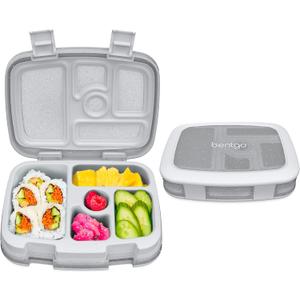 Bentgo Kids 5-Compartment Lunch Box - Glitter Design for School, Ideal for Ages 3-7, Leak-Proof, Drop-Proof, Dishwasher Safe, & Made with BPA-Free Materials (Glitter Edition - Silver)