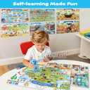 Learning Poster Mat with Talking Pen for Preschool Early Education Learning Toys, Talking Posters for Toddlers Grandkids, Interactive Reader Dog Sensory Autism Toys for Birthday Gifts