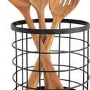 iDesign Kitchen Crock for Utensils - Steel Kitchen Crock Utensil Holder for Countertop - Matte Black