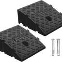 2Pack Curb Ramp Black Color with one Large Hose Hook, Portable Lightweight Heavy Duty Plastic Driveway Curb Ramps for Low Cars,Motorcycle Ramp,Curb Ramps (2.76 inch High)