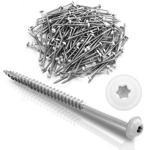 Frienda 2 Pound White Cabinet Screws Self Tapping Wood Star Drive Head Wood Lag Screws for Wall Cabinet, Furniture, Siding and Trim Plates Construction(#9 x 3 Inch)