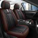 Car Seat Covers for 2 Seats - Nappa Leather 3D Foam Back Support, Super Breathable, All Season Car Seat Cushion with Storage Bags, Universal Fit for Most Cars, Colour- Coffee Black
