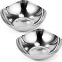 2 Pcs Large Silver Candy Bowl Stainless Steel Decorative Bowl 8 Inches Candy Dish for Office Entryway Desk Key Tray Table Silver Tray Mirror Polished