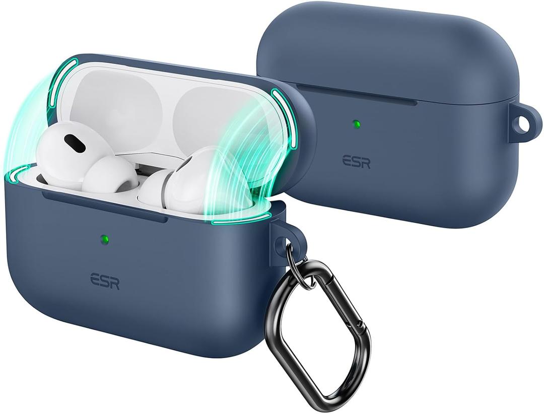 ESR for AirPods Pro 2 Case (USB-C/Lightning Cable), Compatible with Airpods Pro 2nd Generation Case (2023/2022/2019), Magnetic Lid, Full Drop Protection Cover with Carabiner, Cloud Series, Blue