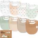 8-Pack Organic Baby Bibs for Boys, Girls - Soft Cotton Drooling and Teething Bibs for Baby Girl & Boy, Extra Absorbent, Easy to Clean & Put On for Toddler, Newborn, Infant 0-24 Months (Roarsome)