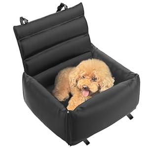Onlyfly Dog Car Seats for Small Dogs : PU Leather Waterproof Booster Seat with Safety Leash for Pets Up to 25lbs - Travel Home Use Front & Back Seat Compatible Pet Bed Gift for Pet Lovers