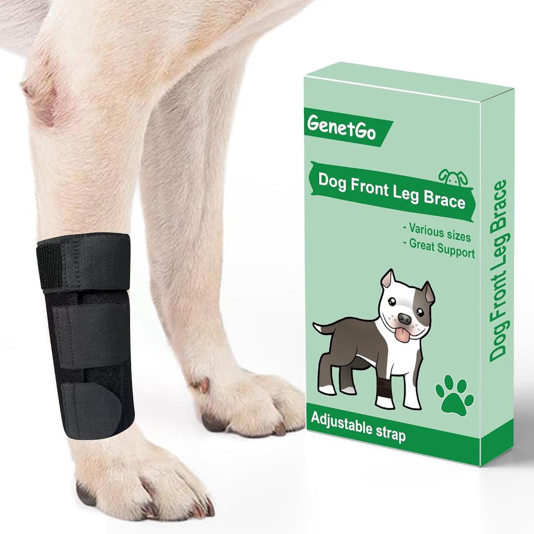 GenetGo Dog Canine Front Leg Brace Paw Compression Sleeve Joint Wraps - Protects Wounds Stop Licking & Prevents Injuries, Sprains Helps with Loss of Stability from Arthritis - Large