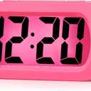 Plumeet Kids Alarm Clock Large Digital LCD Travel Alarm Clocks with Snooze and Night Light - Ascending Sound and Handheld Sized - Best Gift for Kids (Pink)