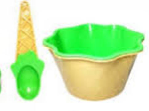 Ceramic Ice Bowl Wispoon, Plastic, Pack of 4