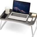 ZEAPTAC Foldable Lap Desk, Bed Desk, Bed Table & Laptop Stand w/Cup Holder