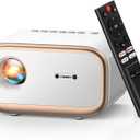 Smart Projector with WiFi 6 & Bluetooth, Compatible With Netflix/YouTube/ Prime Video Apps, Auto Focus & Keystone, Full-Sealed Optical Engine, Native 1080P Projector (Gold White)