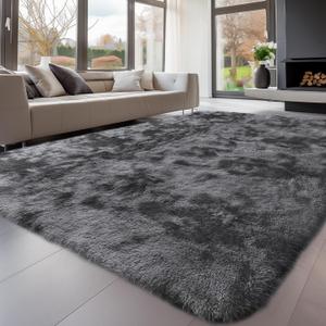 Sour Lemon Area Rugs 9x12 Living Room, Grey Large Area Rug Shag Shaggy Carpet Soft Plush Furry Bedside Rug, Machine Washable Area Rugs for Bedroom Kids Girls Boys Home Decor Anti Slip