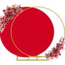7.2ft Round Backdrop Stand and Red Covers 1 Stable Balloon Arch Stand with Base and 1 Polyster Circle Arch Covers Metal Wedding Arch Backdrop Stand Frame for Parties Baby Shower Garden Decorations