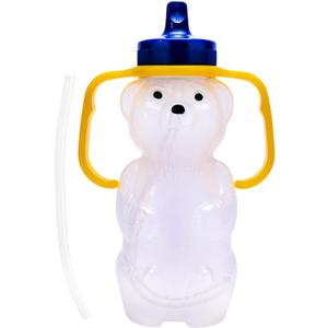 TalkTools Honey Bear Straw Cup with Handle, 7oz Soft Straw Trainer for Babies & Toddlers 4+ Months Easy-Grip, Dishwasher Safe.