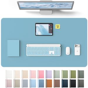 YSAGi Leather Desk Protector, Office Mat, Large Mouse Mat, Non-Slip PU Leather Blotter, Laptop Desk Mat, Waterproof Writing Pad for Office and Home(Sea Blue, 40" x 24")