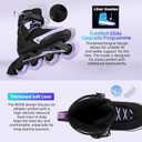 Inline Skate Women Men - COSMOID Move Professional Roller Skates Blades Adult Male Female, Indoor Outdoor and Fitness Black&Purple, Size Men 8/Women 9
