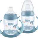 NUK First Choice Learner Cup 2.0, 5 oz. Sippy Cup with Handles, Spill Proof, Leak Proof Soft Straw Cup, 2-pack