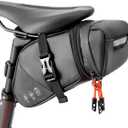 Bike Seat Bag, Expandable Bicycle Saddle Bag Under Seat, Waterproof Cycling Seat Pack for Mountain Road Bikes and Commuter, 1.5-2L (Black)