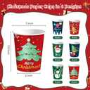 48 Pcs 9oz Christmas Paper Cups, Disposable Cups with 6 Designs Including Santa Claus, Christmas Trees, etc. Perfect for Xmas Party Drinks, Coffee, and Wine, for Christmas Night Decorations
