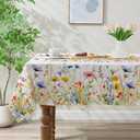 Spring Tablecloth 52x70 Inches, Floral Tablecloth for Rectangle Tables,Spring Decorations for Home, Water-Resistant Blooming Flower Spring Table Cloth for Party,Table