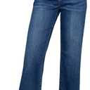 Sidefeel Women's Straight Leg Jeans High Waisted Stretchy Elastic Waist Trendy Wide Leg Denim Pants Dark Blue Size 14