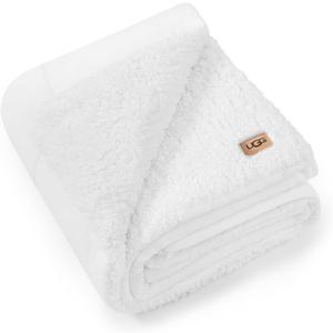 UGG Nita Throw Blanket for Couch, Soft Reversible Plush Throw for Bed or Living Room, Cozy Fluffy Soft Blanket, Washable Bedding, Spring Decor, 50-inch x 70-inch, White Snow