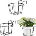 TreeLen 3Pack 10inch Railing Planter Outdoor Balcony Hanging Baskets for Plants Fence Planters Metal Potted Stand Indoor Porch Railing Planters Flower Pot Holder