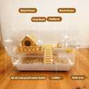 Acrylic Hamster Cage, 2-Tier Hamster Cage with Wooden Accessories for Dwarf Syrian Hamsters,14"x10"x*11" Clear Pet Mice Small Hamster Habitat Gerbils House