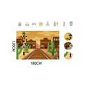 ZZBYSM 10X8FT Western Railroad Theme Photography Backdrop Desert Train Crossing Scene 150x90cm Party Background Banner BY367