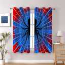 Spider Web Curtains - Blue & Red Superhero Design - Blackout Thermal Insulated Drapes for Kids Room, Bedroom, Living Room - 42 x 63 Inches, 2 Panels