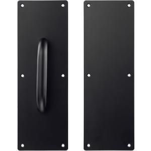 Sumnacon 1 Set 12 Inch Stainess Steel Door Handles - Sturdy Door Pull Push Plates with Screws,Solid Pull Push Handles for Home Office Public,Black